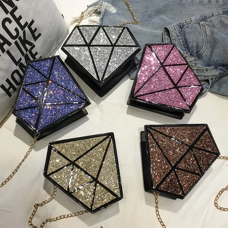 

New arrival designer Diamond shape small bing purse women hand bags luxury ladies purse handbags for women, 5 colors