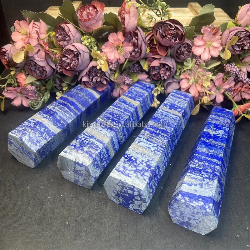Big Size Lapis Lazuli Point Natural Healing Crystal Wand Lapis Lazuli Tower for Decor