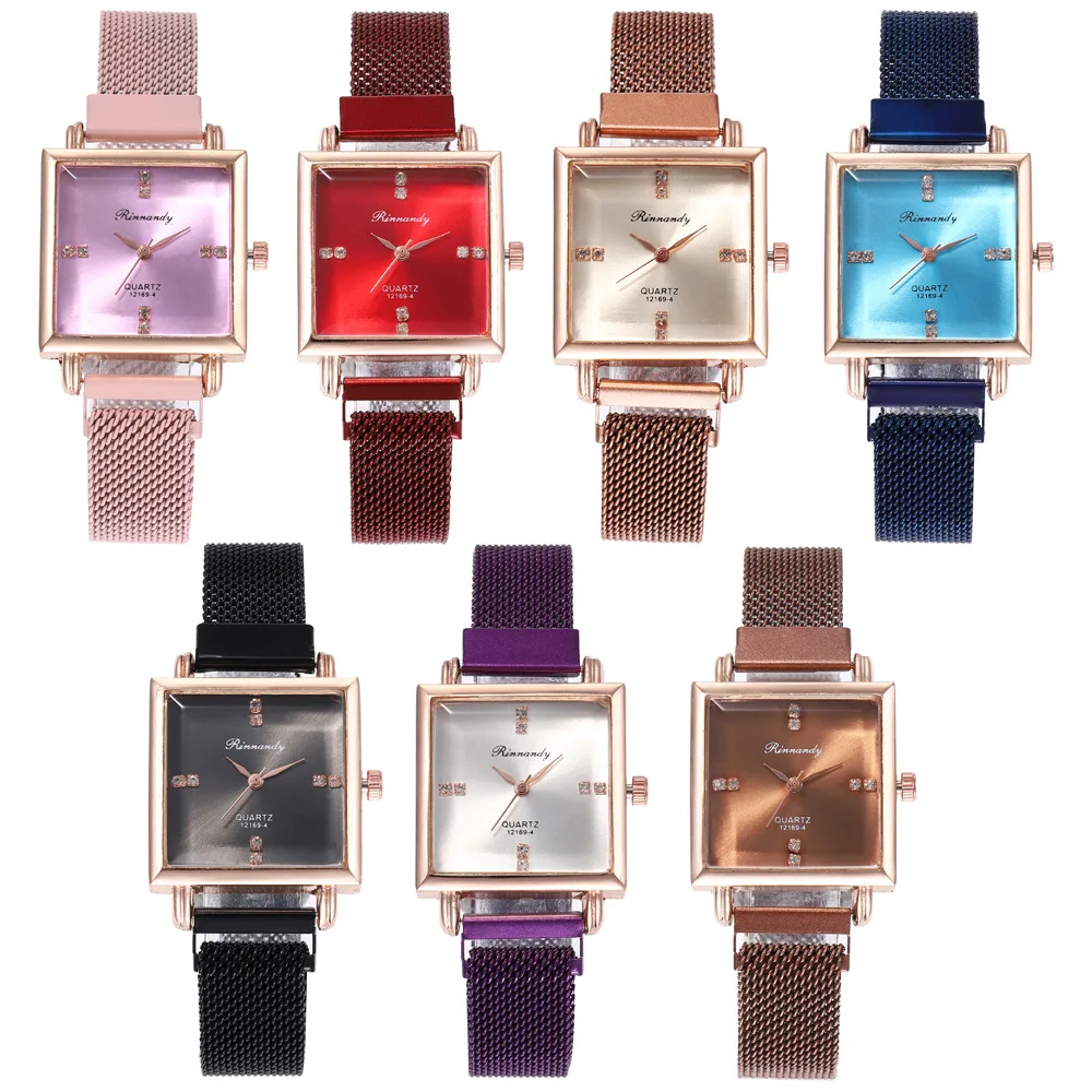 

4218 Factory Women Rhinestone Watches Luxury Leather Clock Female Dress Wrist Watches Brand Relogio Feminino, 6 color as photo