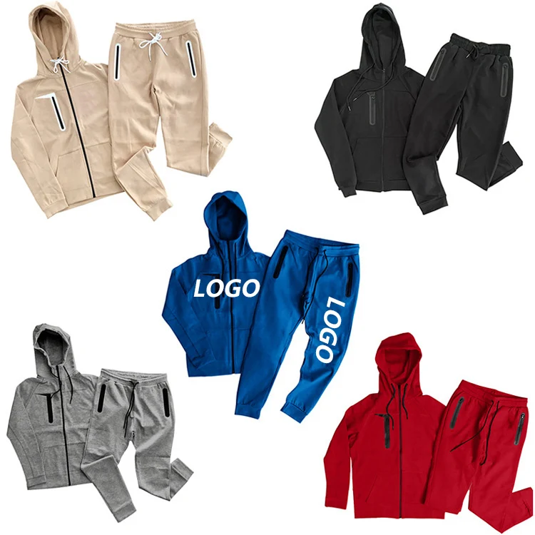 

Oem Jogging Workout Clothes Zipper Custom Logo Unisex Reflective Slim Fit Track Suits Men Sport Two Piece Set Custom Tracksuit