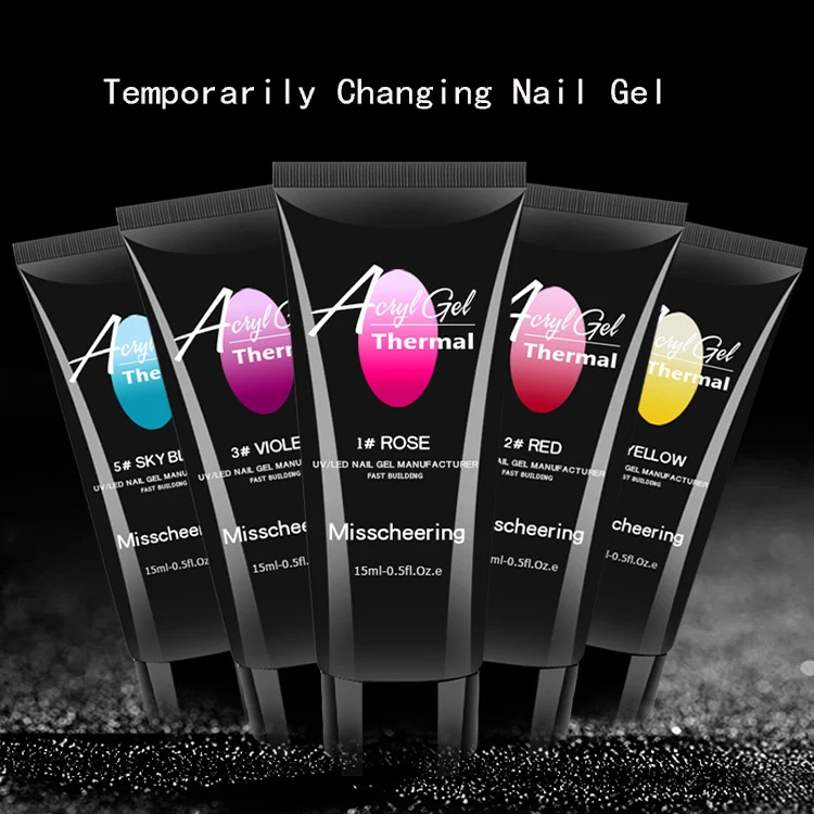 

Misscheering 15ml Quick Building Finger Extension Poly Acryl Gel Poly Temperature Color Changing Nail Gel