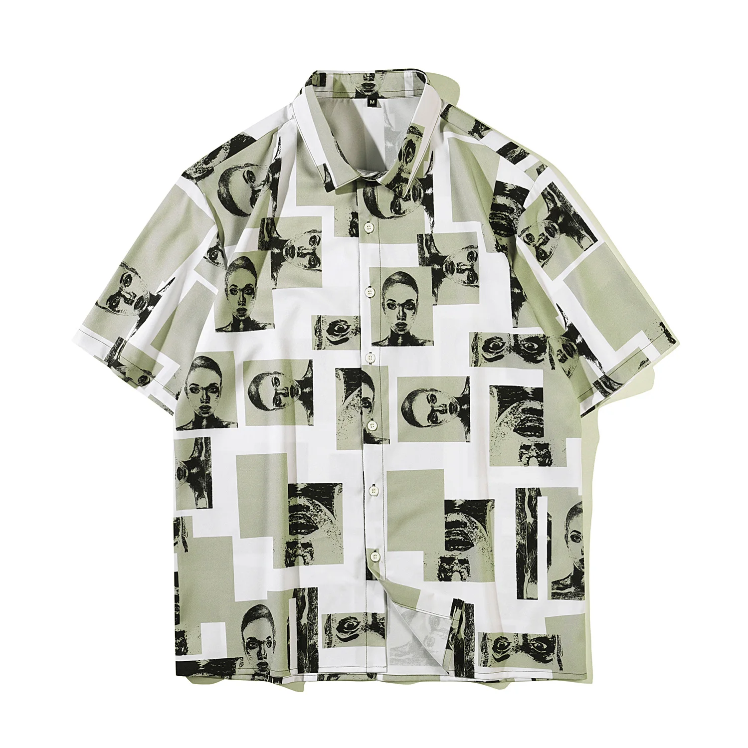 

NEW design photo Print Men's Fashion Hawaiian Shirts casual Summer Loose Left shoulder short sleeve White Casual Beach Shirts