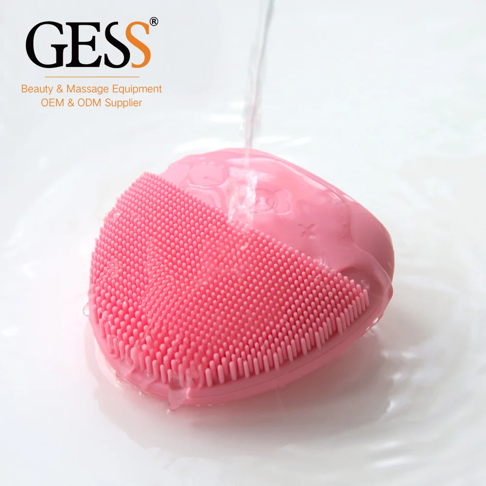 

GESSW040 Electric Rechargeable Face Massage Cleansing Brush Sonic Vibration Silicone Face Cleaner, Pink, blue