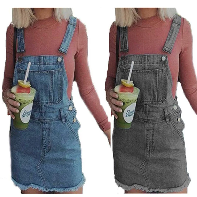 

OEM Wholesale 2020 Short Denim Fabric Girls Blue Dress Overalls Women Skirt