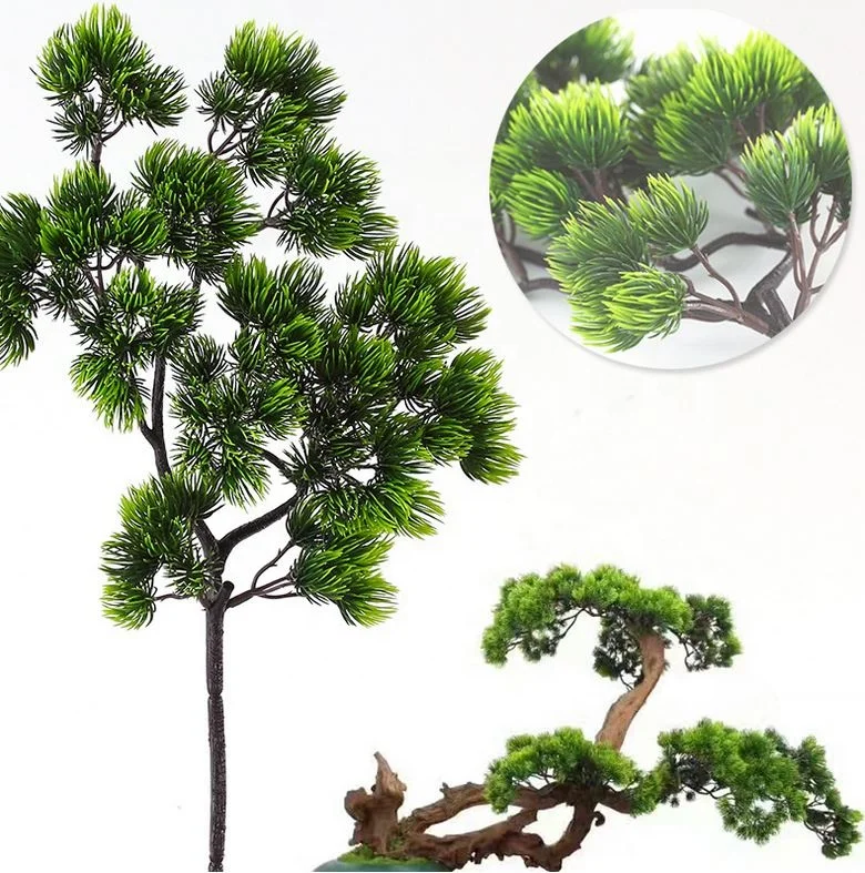 

Indoor decorative christmas artificial pine needle branch green foliage plants for bonsai decoration, Green color