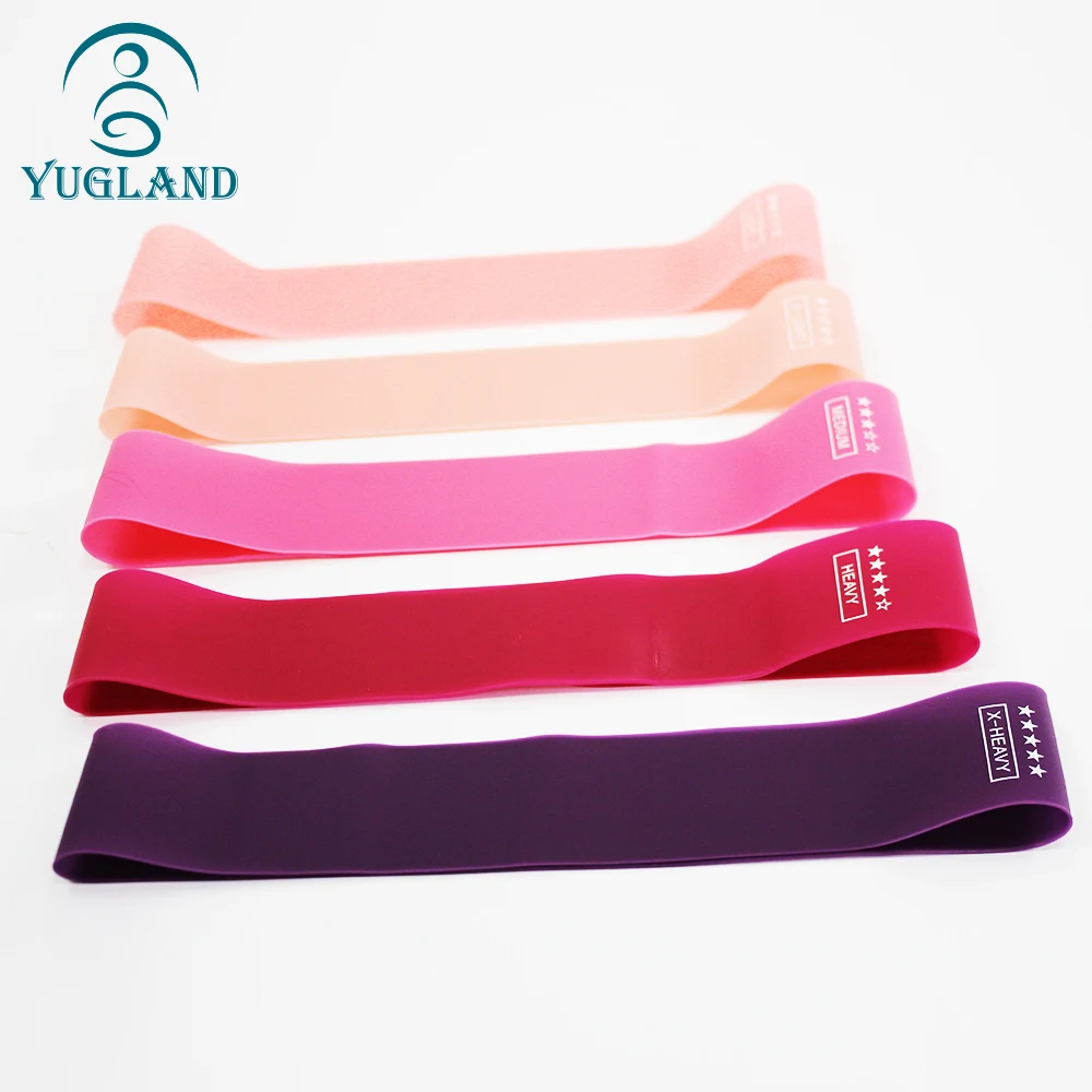 

Yugland Wholesale custom 5 different level Fitness latex yoga Stretch loop resistance band set, Customized color