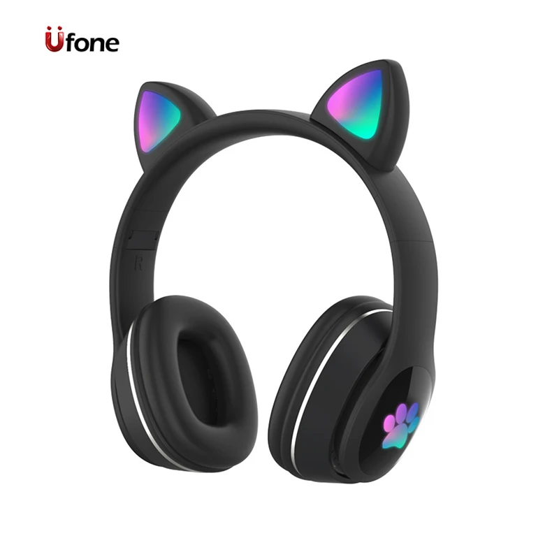 

Ufone LED Colorful Lights Cute Headphones Noise Canceling Headsets Cat Ear Headphones For Girls Kids, Black,purple,pink,blue,green