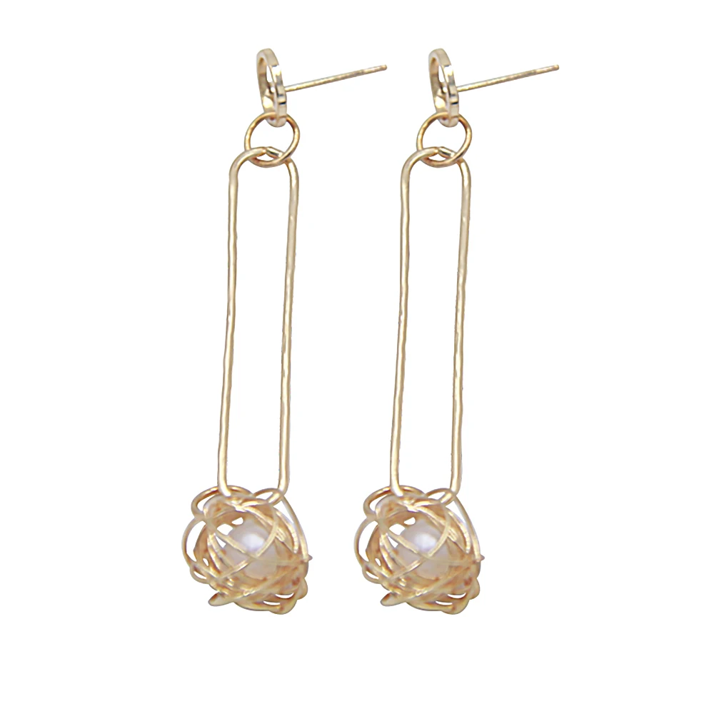 

Veijer Vintage Women Gold Plated Dangle Gold Pearl Drop Earrings
