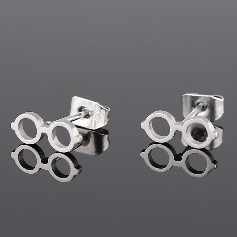 

Exquisite titanium steel stainless steel mini glasses earrings fashion small earrings female jewelry, Picture