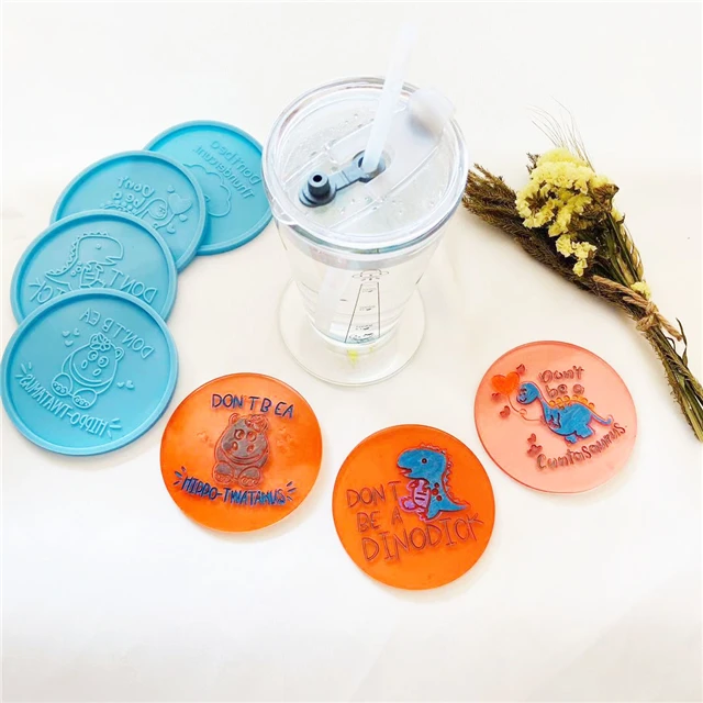 

J007 Free Sample DIY Shiny 90MM Round Cup Mat Mould Silicone Cute Animal Cloud Coatster Mold, Stock or customized