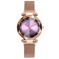 

4117 Dropshipping Women Mesh Magnet Buckle Watch Luxury Ladies Rhinestone Quartz Watch