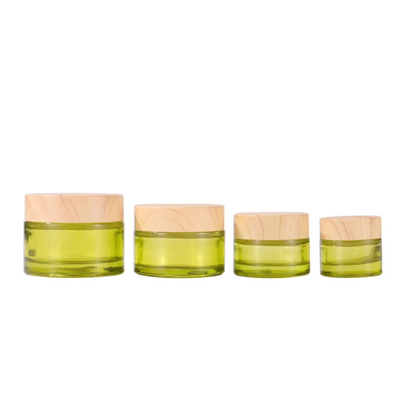 

Frosted Avocado Glass Cream Jar Cosmetic Customized Packaging Glass Jars 50g