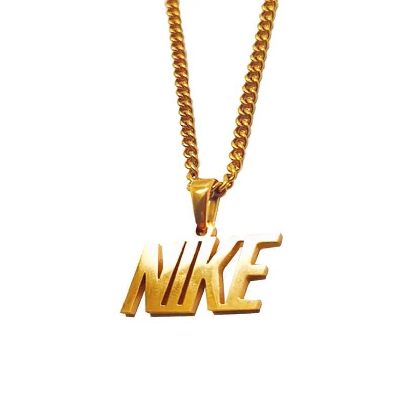 

Fashion Inspired Ubran Swoosh Pendant Jewelry Women Men 18K Gold Plated Stainless Steel Custom Nameplate Necklace