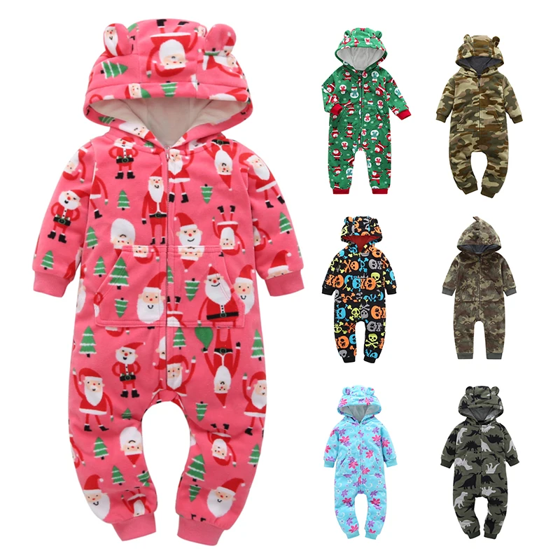 

Wholesale OEM Infant Toddlers Baby Jumpsuit Boys Girls Autumn Winter Hooded Zipper Romper Clothing, Pink plain baby rompers