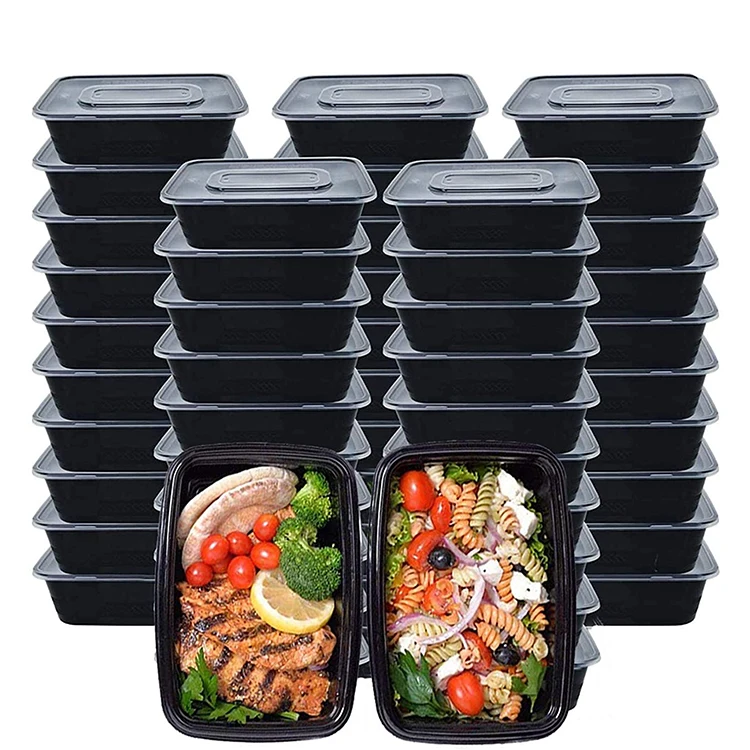 

eco friendly restaurant black rectangular plastic pp microwave disposal food takeaway container, Customized color