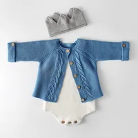 

Winter Knitted Cardigan +White Ruffle Sleeveless Romper Garment set for Little Baby Newborn Baby Outfit 2pcs Baby Shower Gift