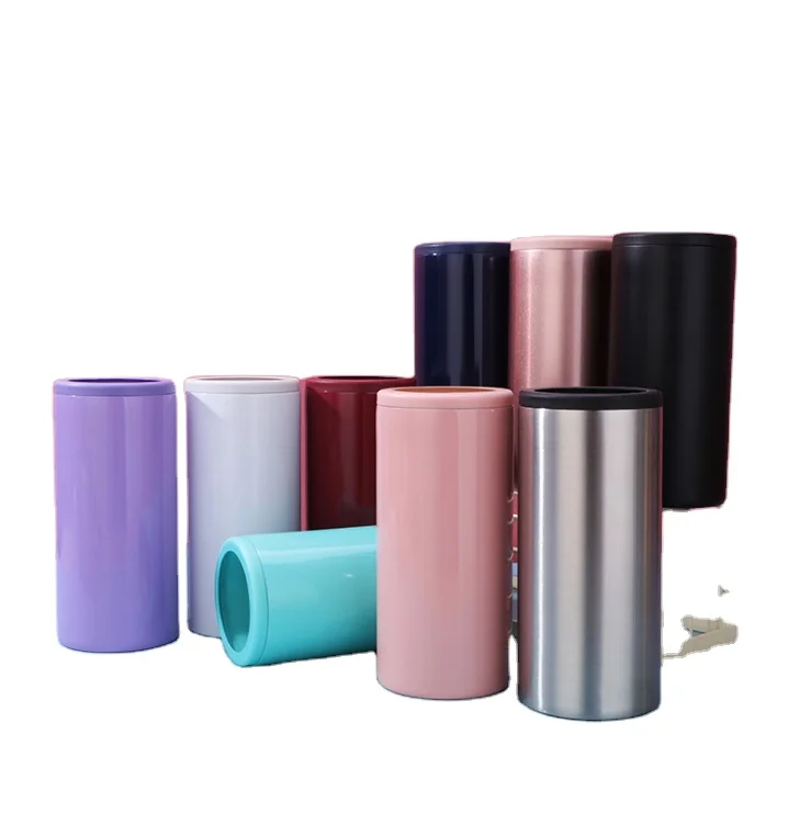 

skinny can cooler 12 oz slim can cooler stainless steel can holder 12oz beer cooler mug Insulated wine chiller, White/ black /red / navy / rose gold / purple / green / pink