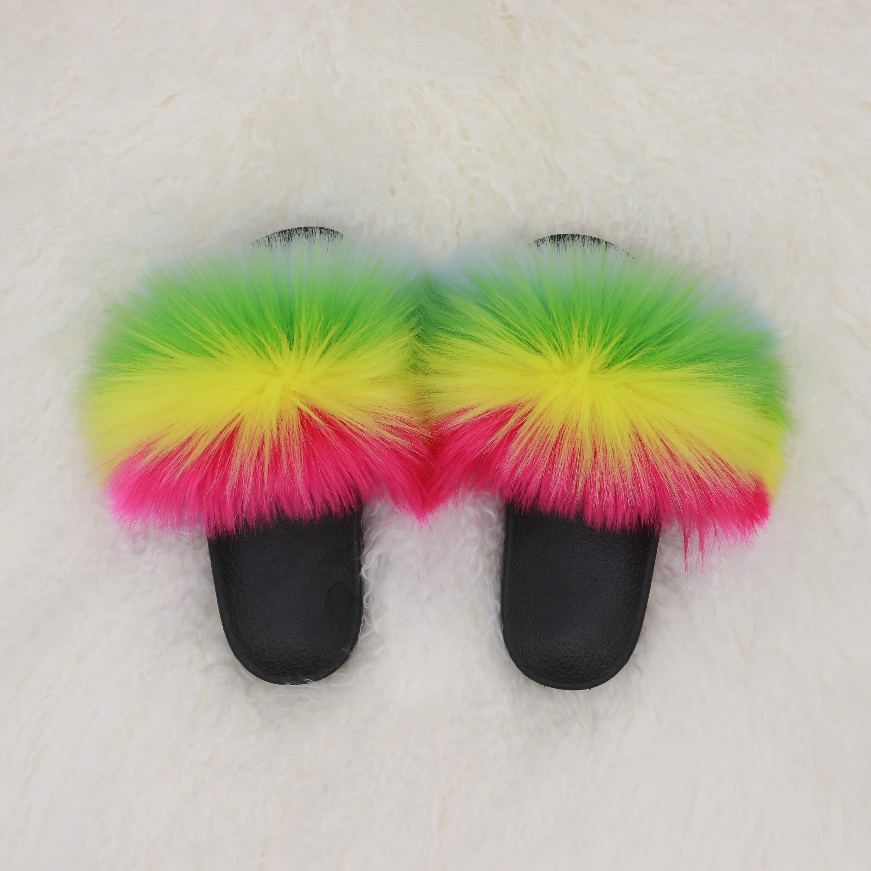 

new design kids children fluffy fur slippers