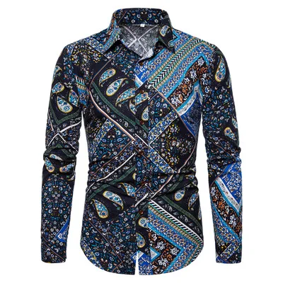 

2021 new autumn fancy cotton long sleeve shirt printing for men