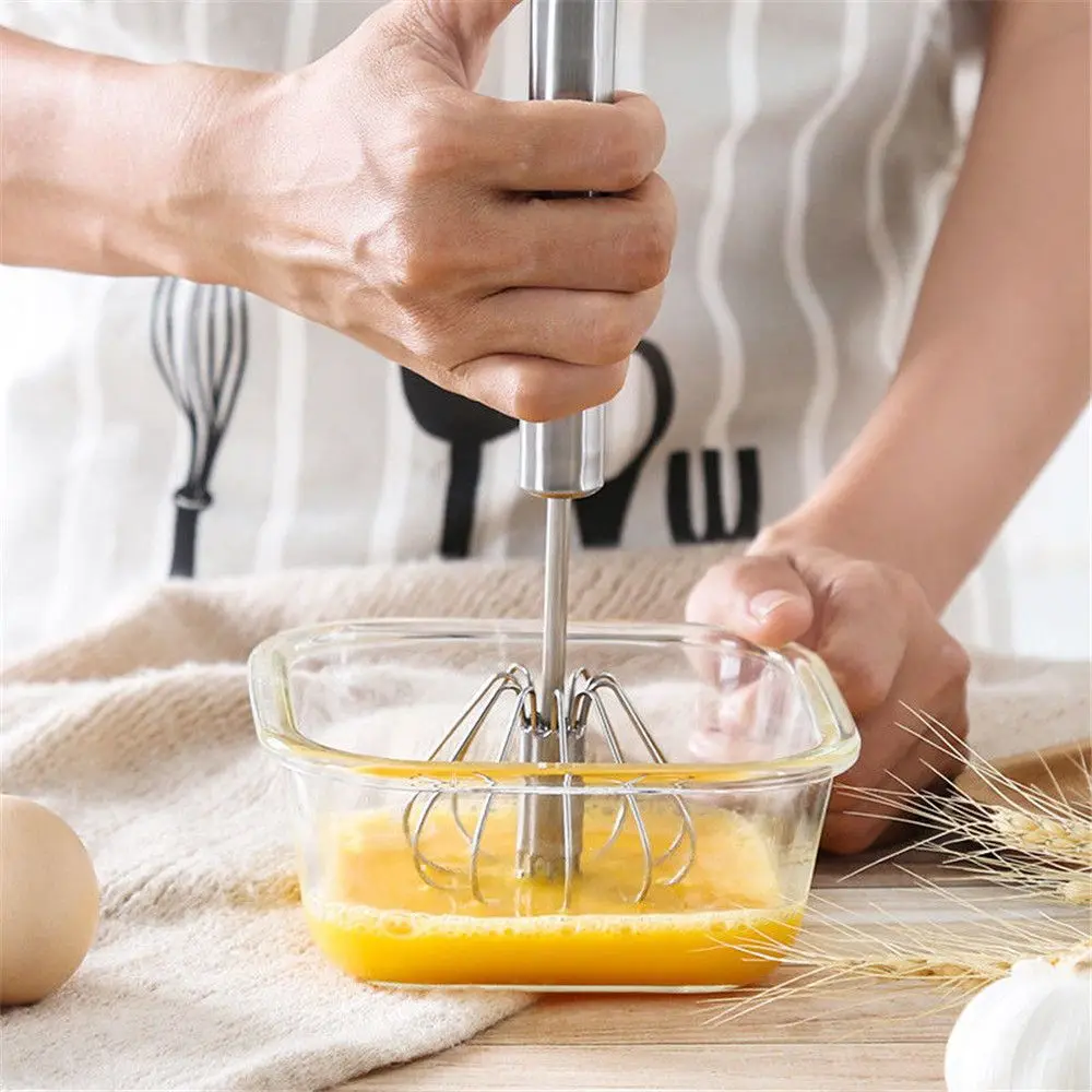 

Semi-automatic Mixer Beater Manual Self Turning Stainless Steel Whisk Hand Blender Cream Stirring Kitchen Tools, As photo