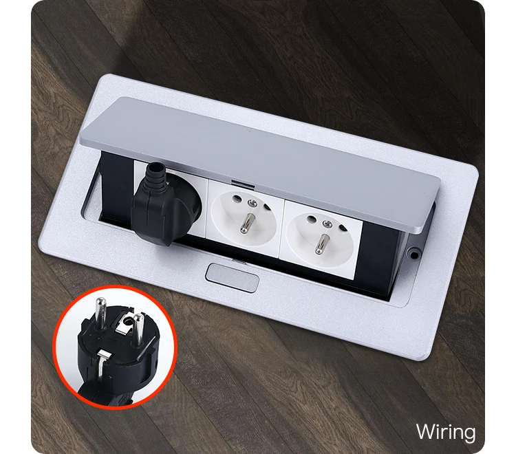 Factory sales Silver aluminum alloy multi module embedded table socket