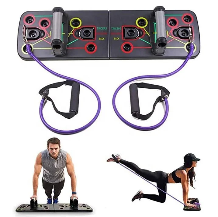 

Fitness Equipment Multifunction Chest Muscle Training Bracket Foldable Push Up Board Set with Pull Rope