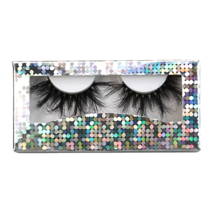 

Wholesale Factory price eyelashes real siberian mink 25mm lashes with customize box, Black color