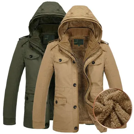 

2020 winter new men's cotton jacket men's business mid-length hooded cotton jacket plus fleece jacket