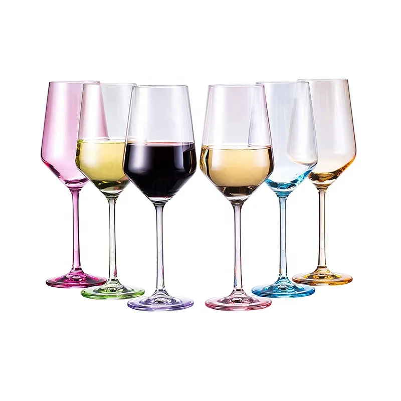 

Tinted Unique Drinking Glasses Premium Stemmed Colored Glassware 12 oz Stem Blue Green Purple Pink Orange Color Red Wine Glass, Transparent clear