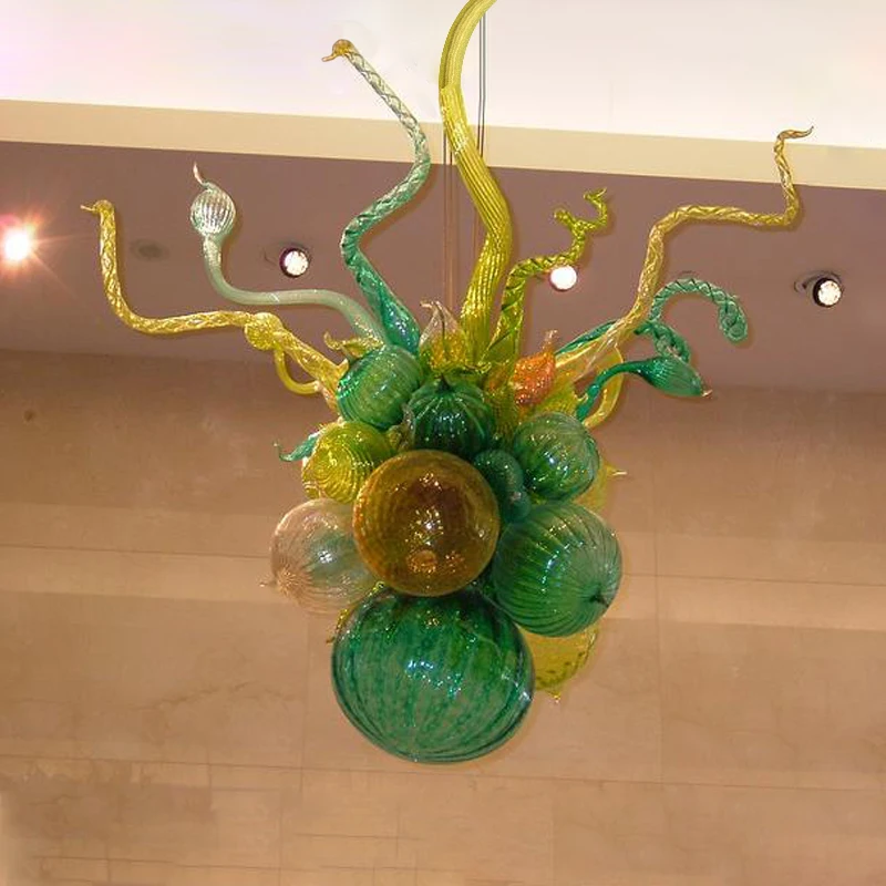 

Green Small Size Blown Glass Chandelier Pendant Light for House Deco, Customized