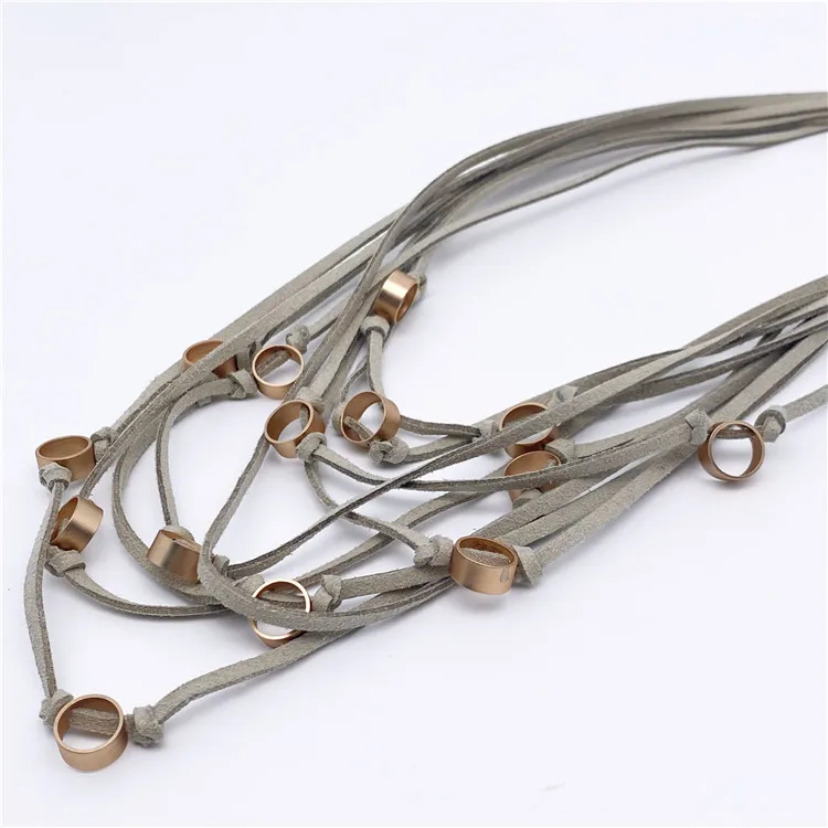 

New arrival multilayer alloy charm necklaces, unique design multilayer suede necklace, As picture