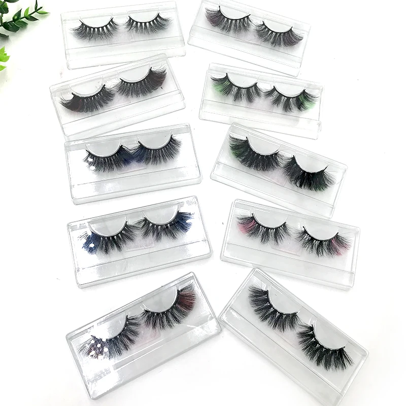 

Wholesale Mink Eyelashes Supplier Colored Eyelashes Colored Artificial Mink Eyelashes With Color On the end reusable