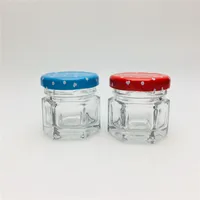 

2oz 60ml empty flat small hexagon glass mayonnaise jar with metal lid