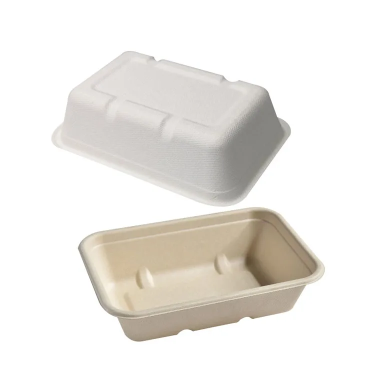 

Customization sugarcane pulp tableware biodegradable disposable lunch box, White