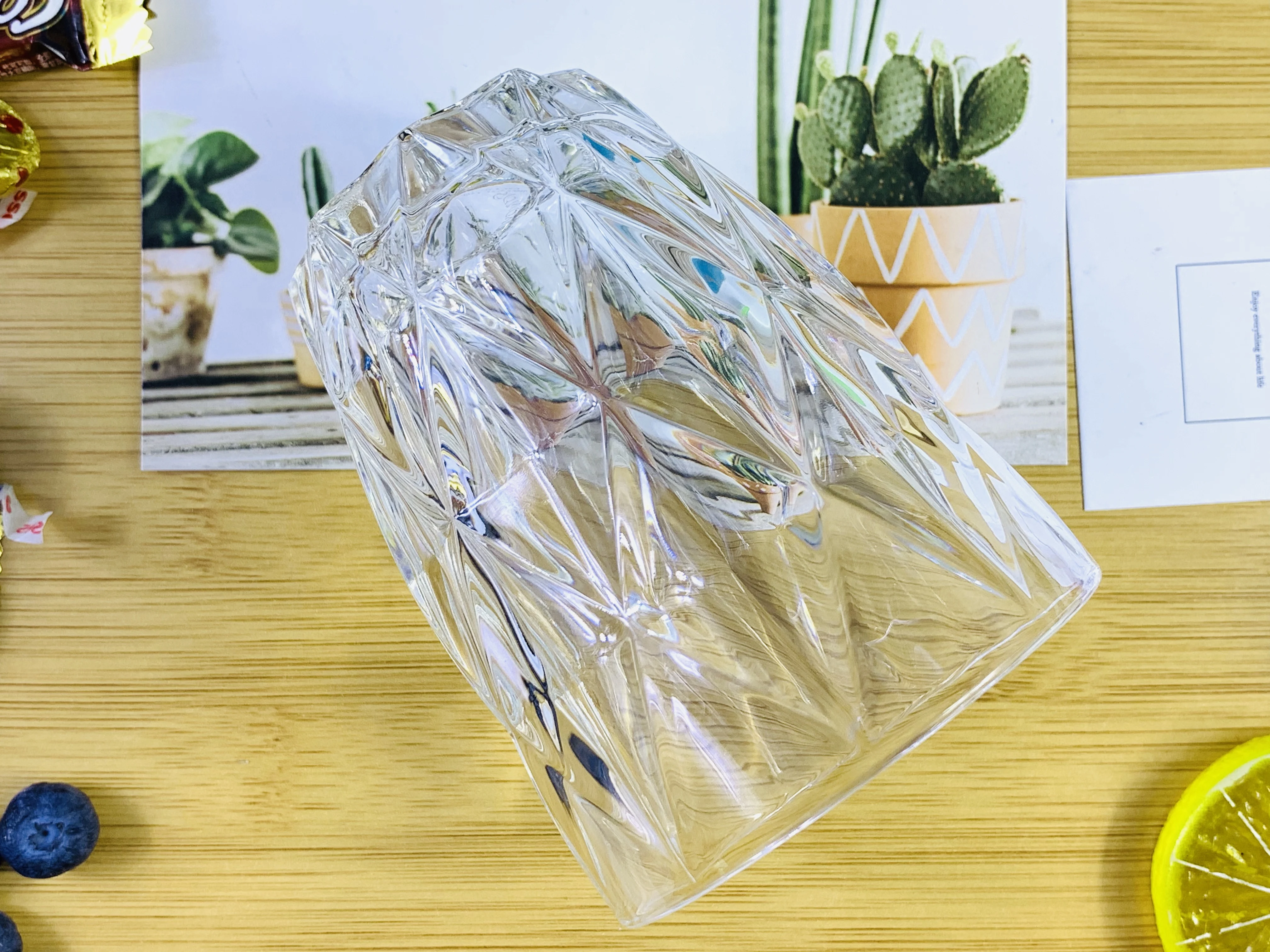 New Arrive Quantity Handmade Crystal Juice /wine Glass Minimalist Stemless Reusable Wine Glass
