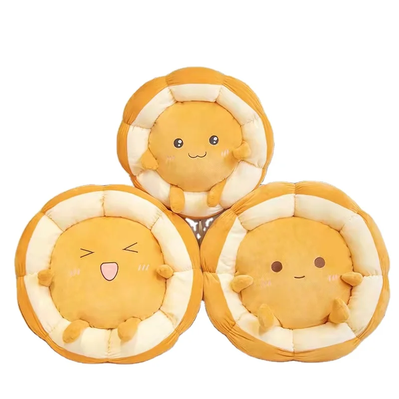 

Lovely round tatami cushion in the shape of toast Family chair pet bread plush toy children sofa plush