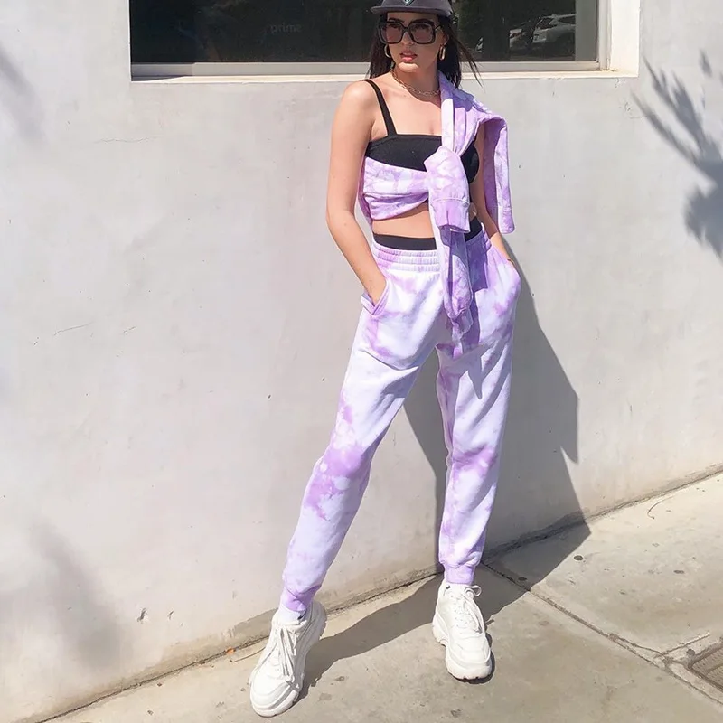

Trendy Activewear fitness gym wear casual Track ladies Tie dye trousers loose yoga jogger pants women, Picture