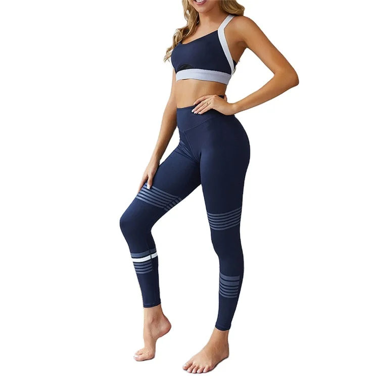 

2020 custom yoga set new 2 pcs workout bra and leggings wholesale women fitness sportswear, Customized colors