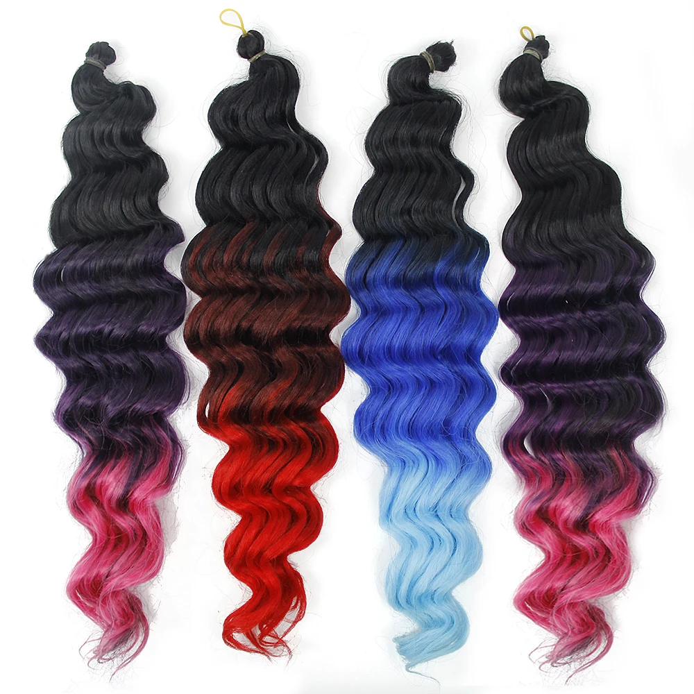 
Synthetic Bulk Hair Crochet Hair Braids Box Braid 22 Inch Curly Extension Deep Wave Crochet Hair For Black Women 