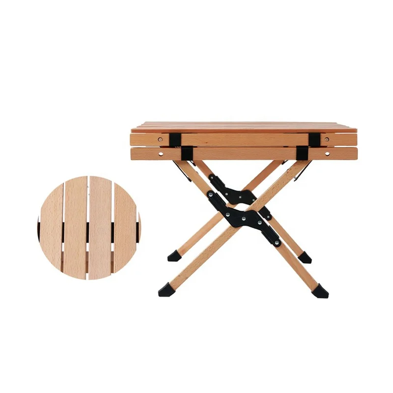
HE-107, Manufactory Wholesale Portable Beech Wood Camping Picnic Table Outdoor Roll Up Camping Dining Tables With Carry Bag 