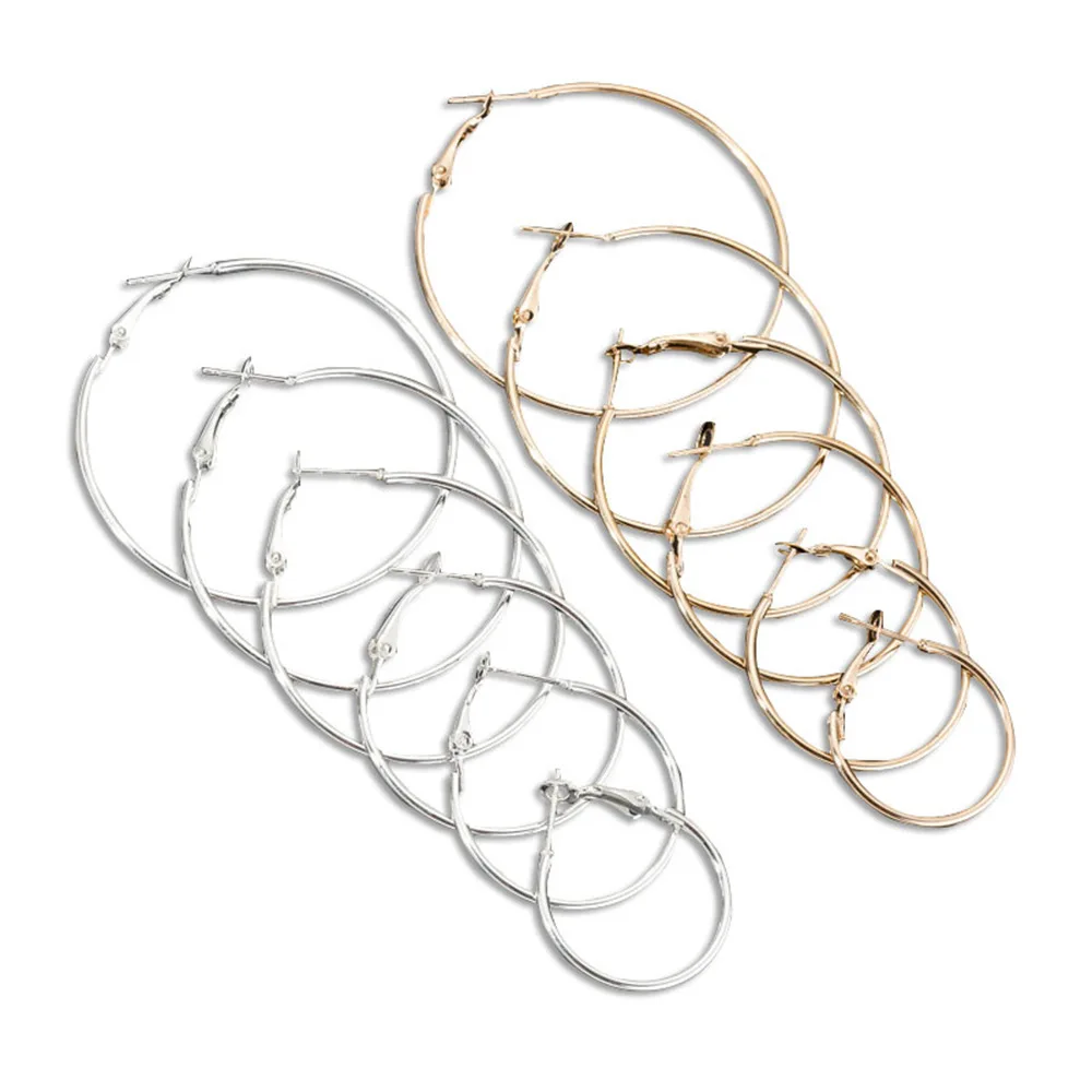 

JUHU New gold circular circle ear buckle simple and small earrings classic metal alloy jewelry for women