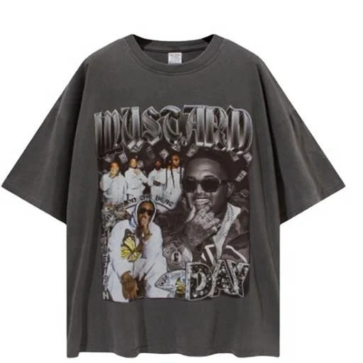

2021New arrival spring/Summer Vintage Rap Print Short Sleeved Men's Street Tee