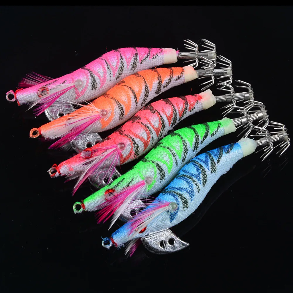 

8cm/7.2g 5pcs/set Artificial Plastic Wood Shrimp Hard Bait 3D Eyes Wobbler Bionic Bait With Hookf Swimbait Sea Fishing Lures