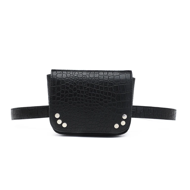 

Luxury Pockets Phone Purse Pack Bag OEM Customized Logo Black Waist Bag