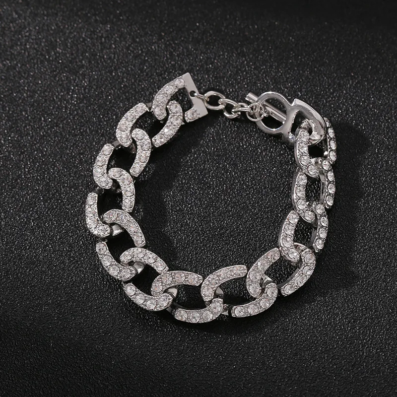 

2021 Newest Design Chunky Stainless Steel Link Chain Choker Necklace Bling Crystal Micro Pave Zircon CZ Cuban Chain Necklace