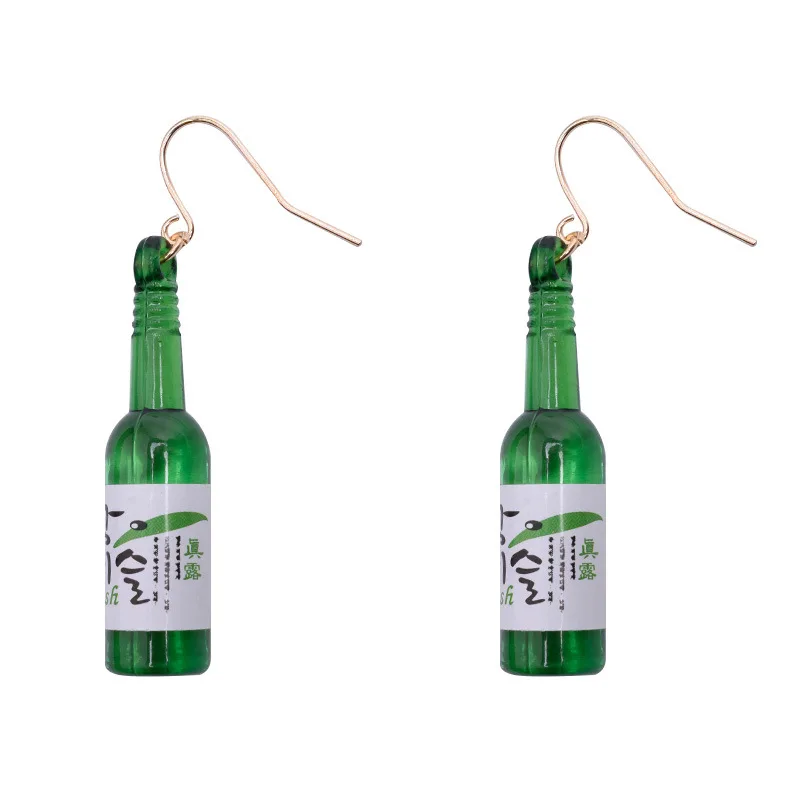 

Korean wild fashion glass beer bottle earrings female hook earrings