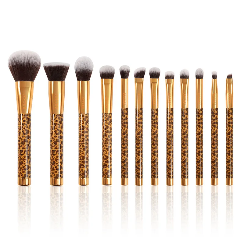 

Docolor 12PCS Leopard Makeup Brushes Set For Foundation Powder Blush Eyeshadow Concealer Lip Eye Brush Cosmetics Tools, Green