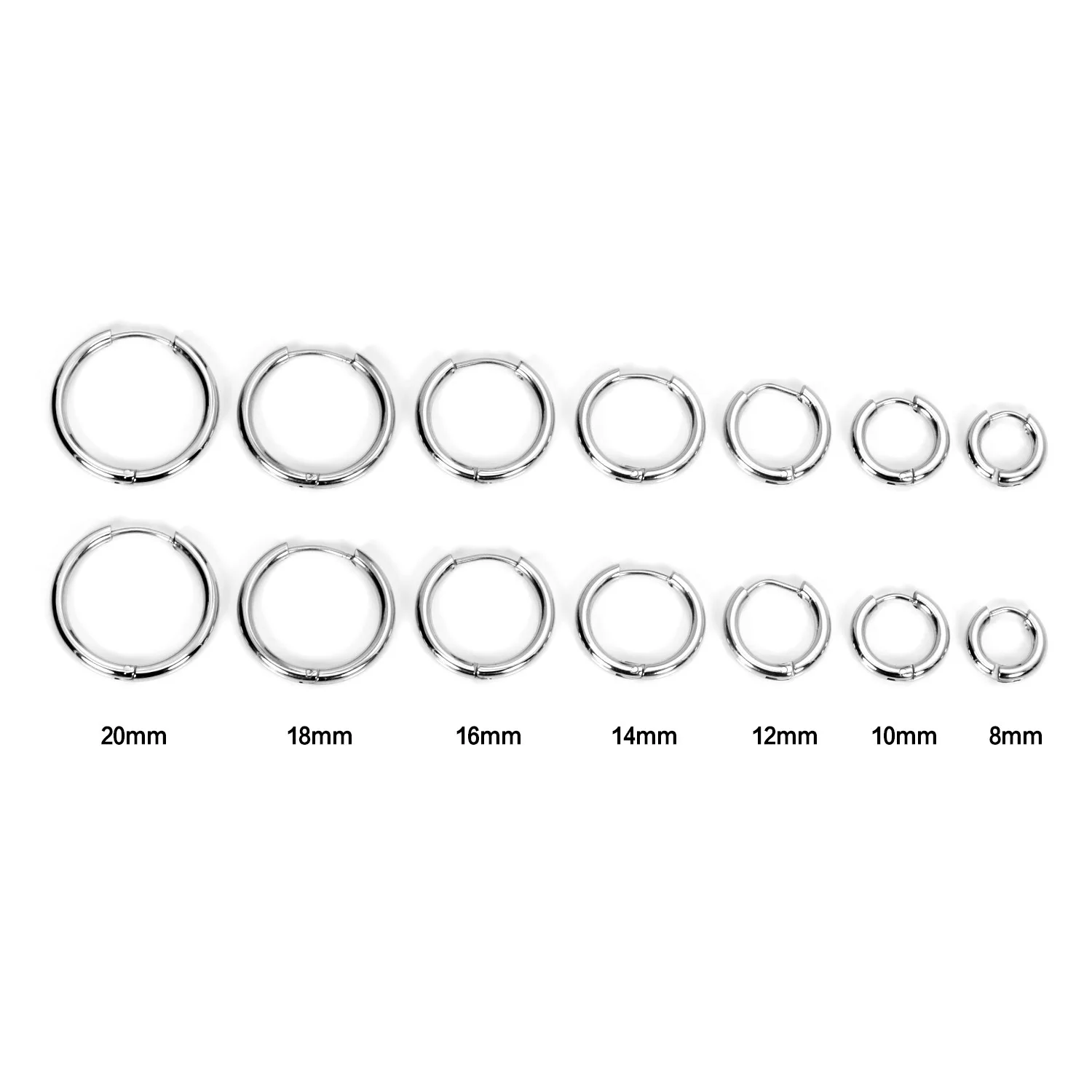 

Fashionsimple silver round stainless steel with different sizes ear clip special-interest earrings wholesale sales