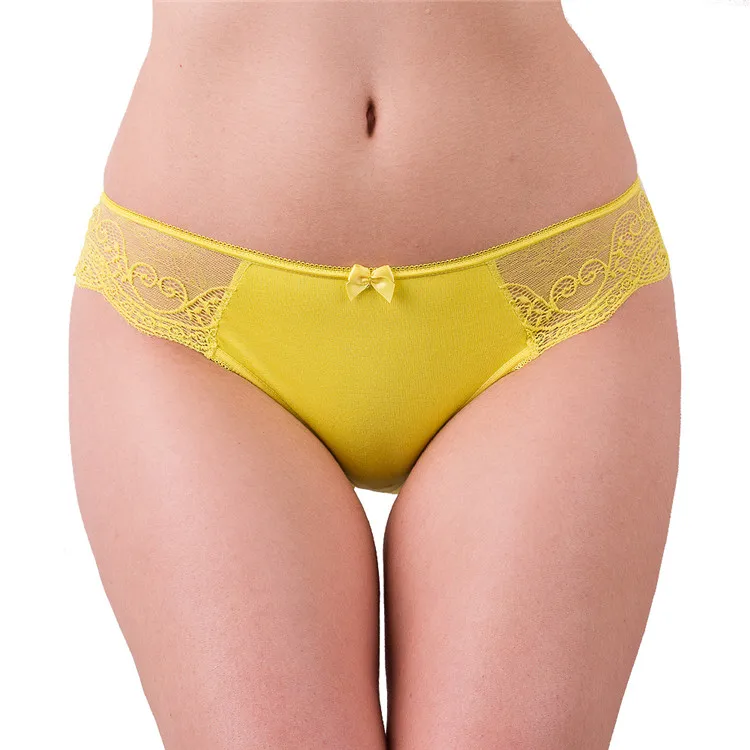 

Standard Quality Exquisite Workmanship Brazilian Panties WomenS Celana Dalam Lingerie Lace Panty Brief, Yellow, coral, nude