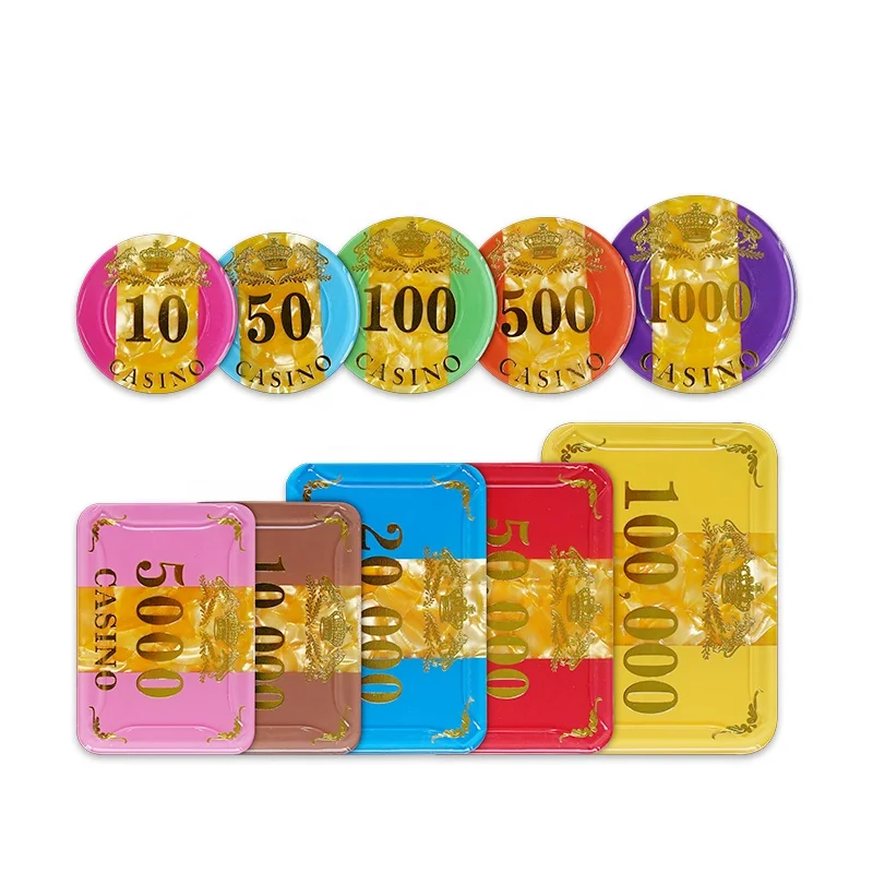 

YH Casino Luxury Clown Acrylic Crystal Poker Chip 3 Layer France Casino Acrylic Poker Chips Set, Mix colors